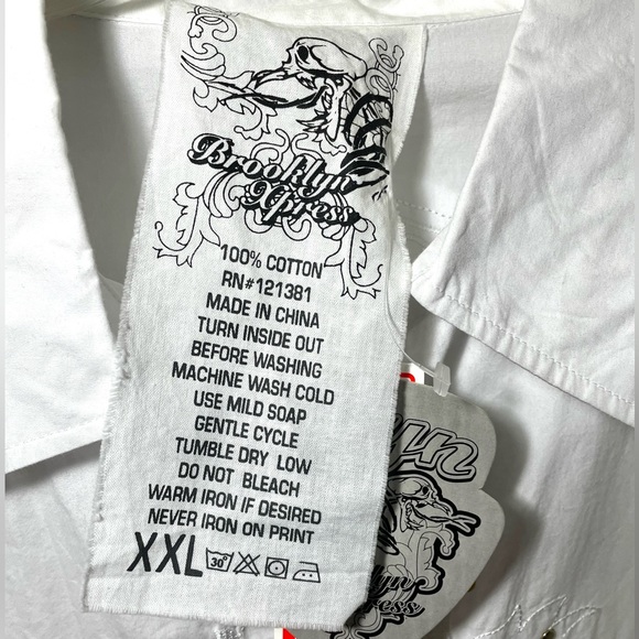 Brooklyn Xpress Mens Long Sleeve White Button Down. Sz XXL. NWT. - Picture 6 of 6